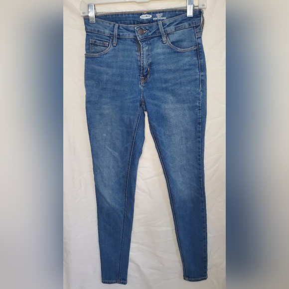Pre-Loved Juniors Old Navy  Blue Rockstar High Rise Super Skinny Jeans Size 0 - Picture 1 of 7